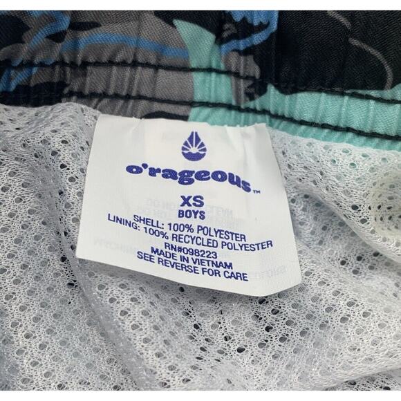 O’rageous Boys Swim Camo Sharks Board Shorts Alaskan Blue & Jasmine Green 2 Pair - Picture 3 of 11